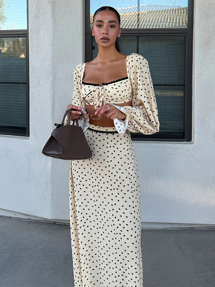 Elegant Women Floral Skirt Set - Summer Clothing Vacation ulasan dan harga