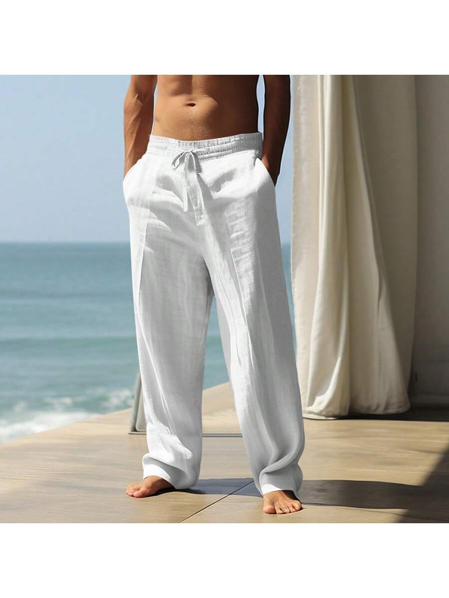 Mens Linen Loose Drawstring Pa - Linen Shorts Men ulasan dan harga