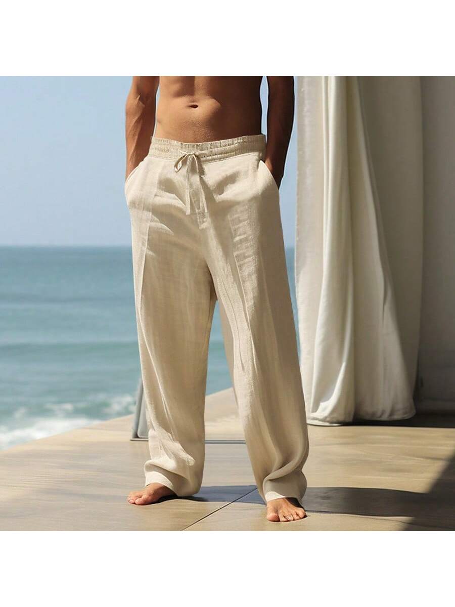 Mens Linen Loose Drawstring Pa - Linen Shorts Men ulasan dan harga