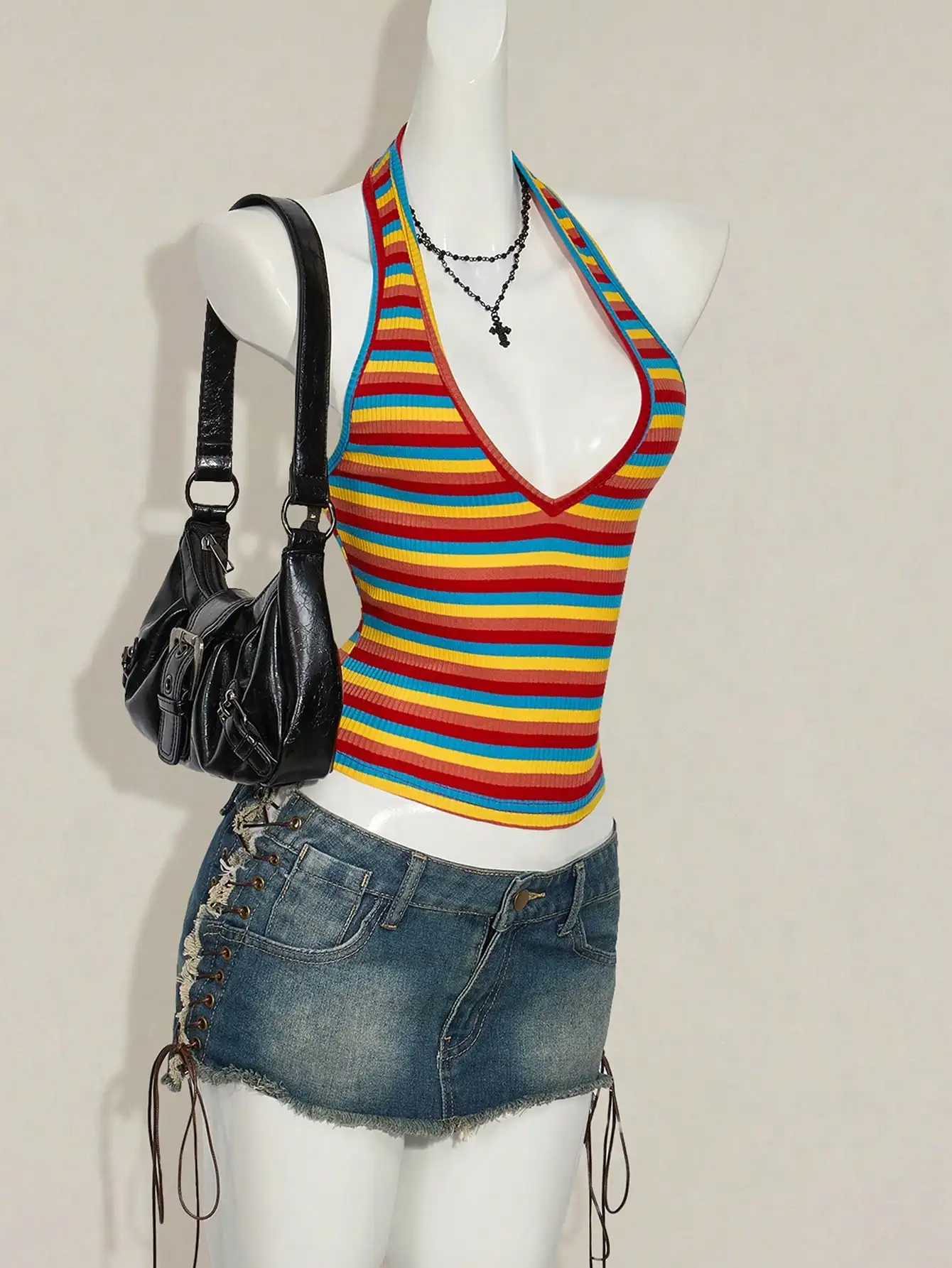ICON Sexy Plunging Neck Tie Ha - Halter Neck Top ulasan dan harga