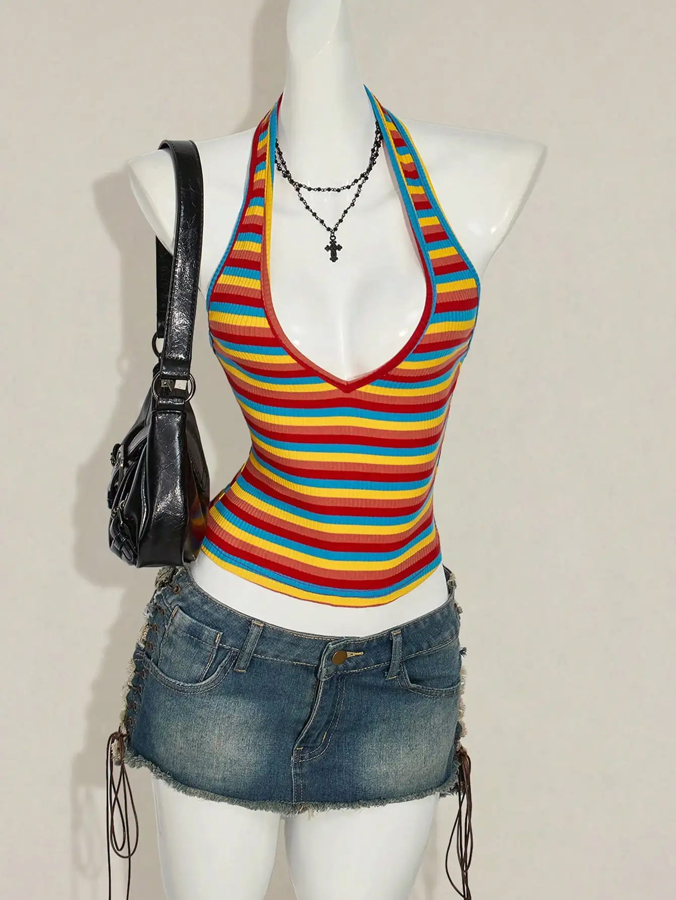 ICON Sexy Plunging Neck Tie Ha - Halter Neck Top ulasan dan harga