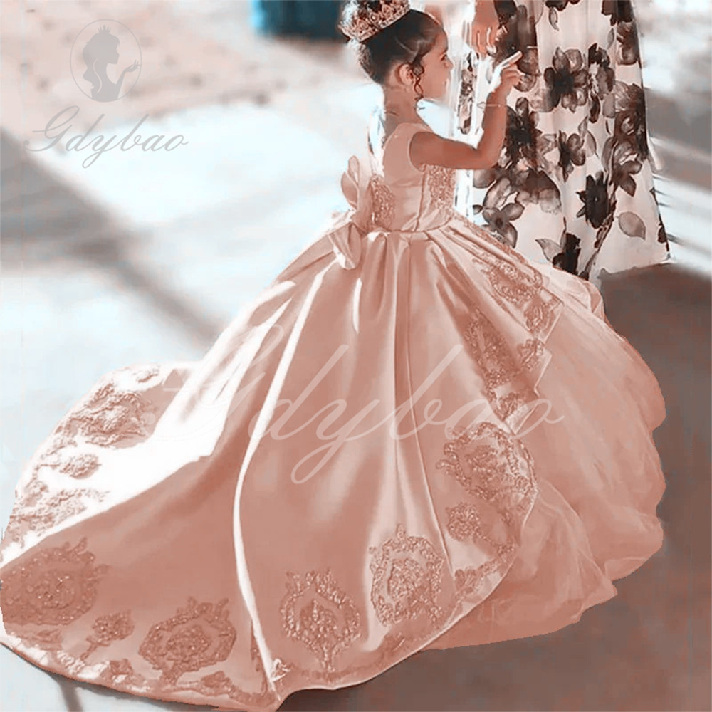 White Satin Flower Girl Dress  - Summer Clothing For Teen Girls ulasan dan harga
